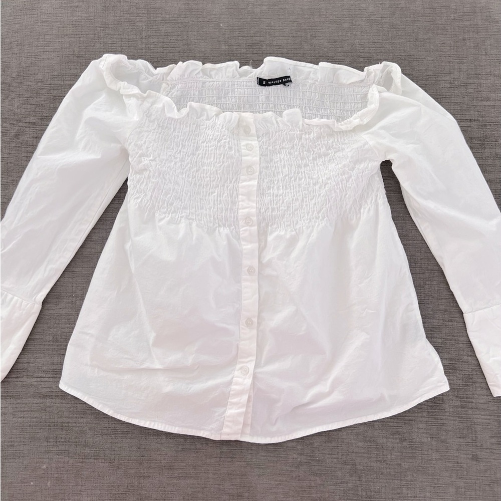 Walter Baker Off Shoulder White Blouse Sz M - Picture 7 of 10